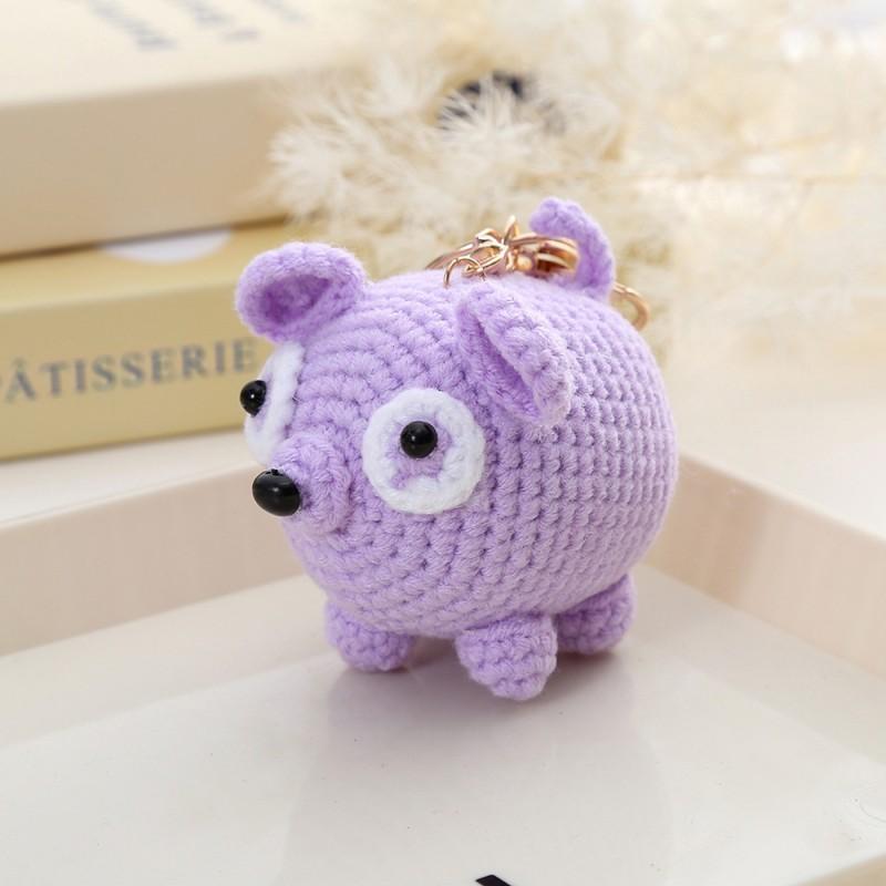 Funny Animal Doll Series Crochet Keychain Creative Knitting Animal Doll Keyrings For Bag Pendant Cute Puppy Knitted Car Keyrings