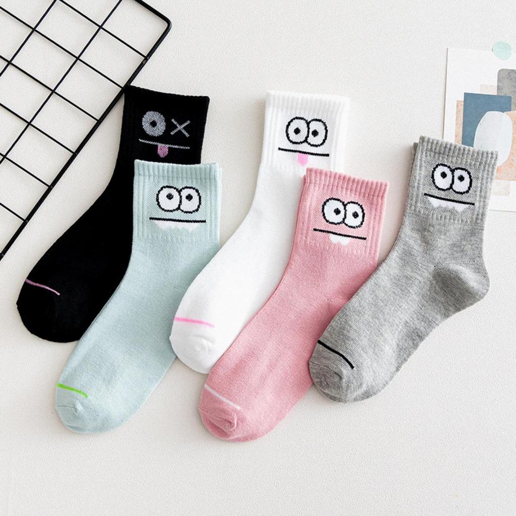 5 Pairs, Women's, Soft Socks, Medium Socks, Letter Socks, Warm Socks, Outerwear, High Socks, Long Socks, Long Socks, Sports Socks