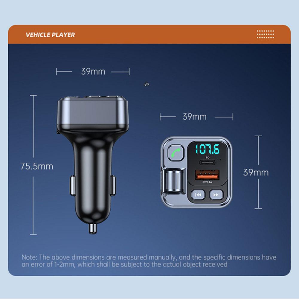 Bluetooth 5.1 Car FM Transmitter Car MP3 Stereo Music Player Handsfree 3.5mm Aux Wireless Car Kit 20W PD USB-C Fast Charger