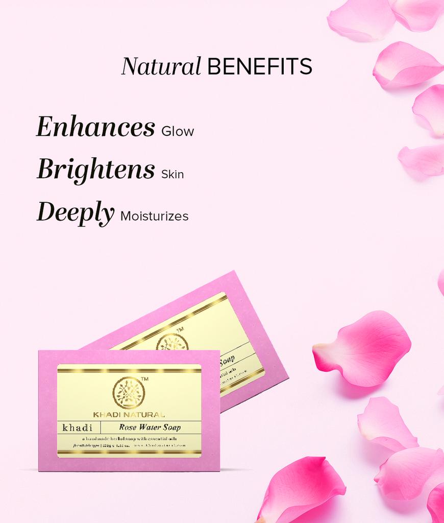 KHADI NATURAL Rosewater Soap Combo Pack Of 3 – 125gm Each