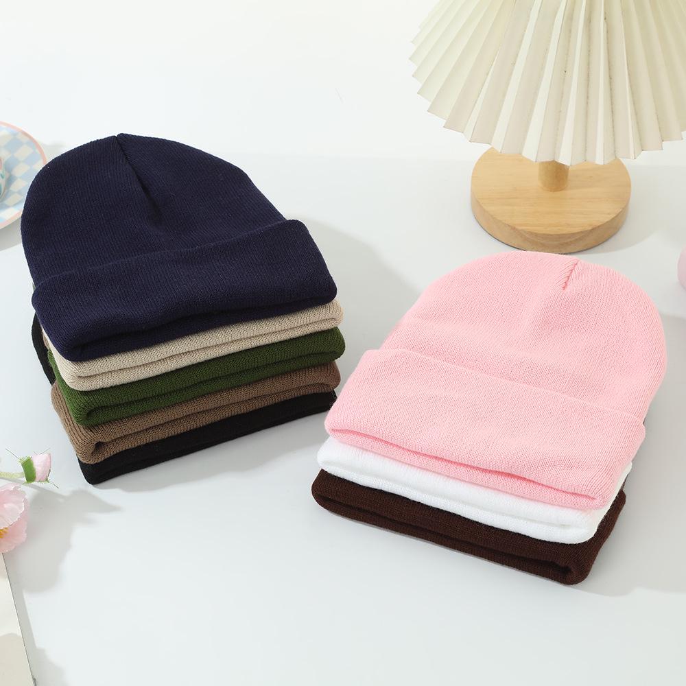 Korean Style Acrylic Knit Hat: Simple, Warm, Versatile Wool Hat with Ear Protection for Autumn and Winter