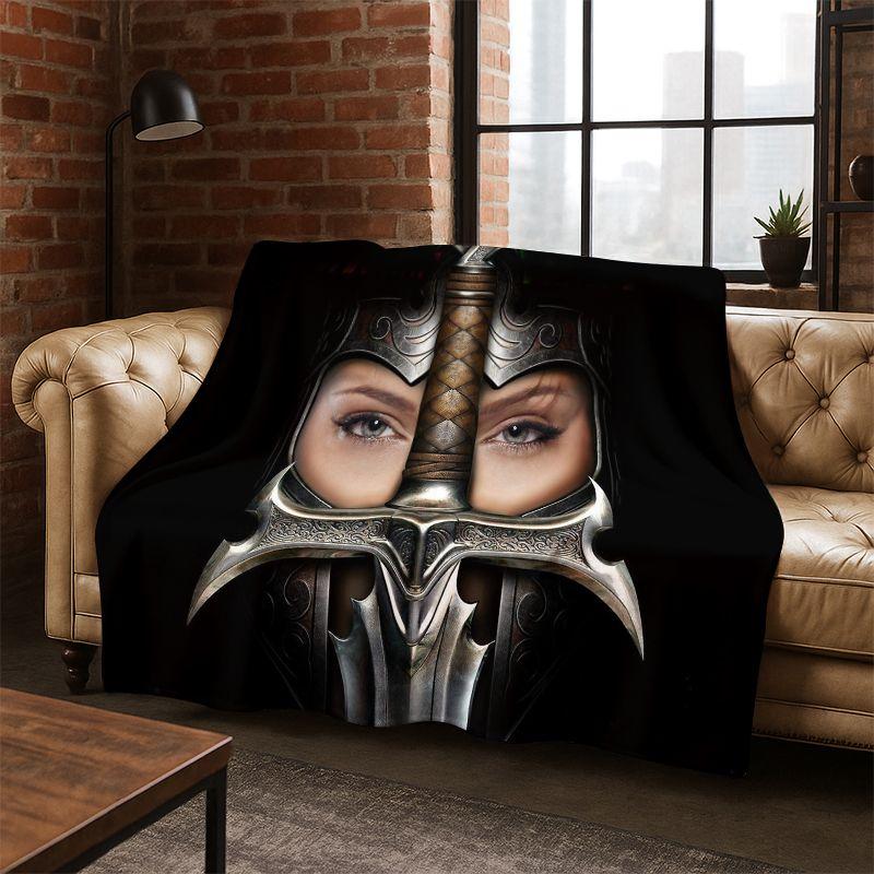 Cartoon Knight Templar Cavalier Crusaders Flannel Blanket Soft Warm Throw Blanket for Bedroom Living Room Bed Travel Picnic kid 75x90cm