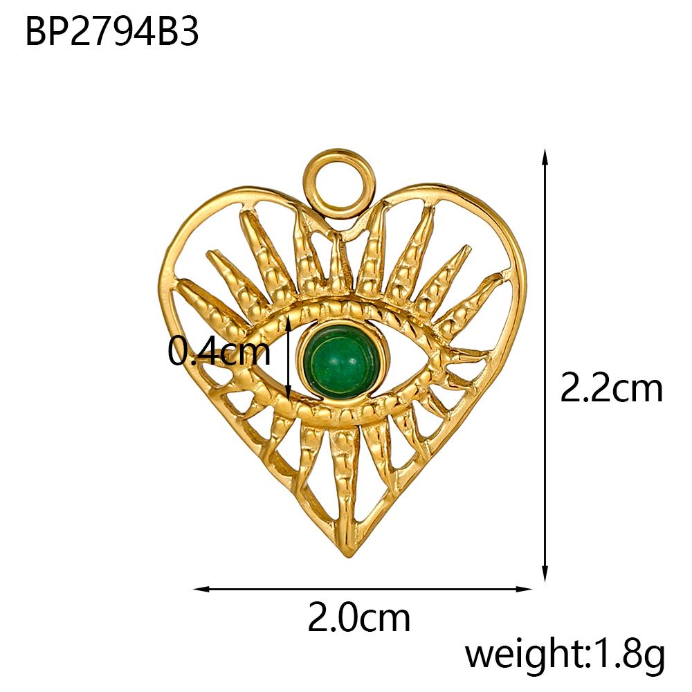 CARLIDANA Luxury Gold Plated Stainless Steel Charm Evil Eye Oval Heart Flower Colorful Natural Stone DIY Jewelry Making Women