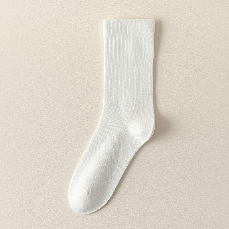 

Ladies Spring and Summer Solid Color Wide Mouth Boneless Moon Son Tube Loose Mouth Pile Pile Cotton Socks 1 pair білий