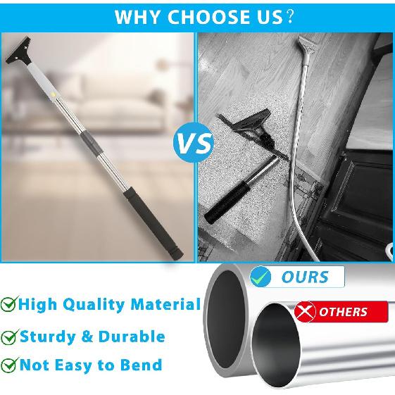 Floor Scraper, 31" to 61" Scraper Tool Long Handle with 4-inch Razor Blade Stainless Steel Material Adjustable Cleaning Glass Wall Gum Paint Tile