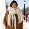 Winter Warm Solid Color Scarf Solid Color Versatile Winter Warm Extended Fringed Scarf Couple Scarf