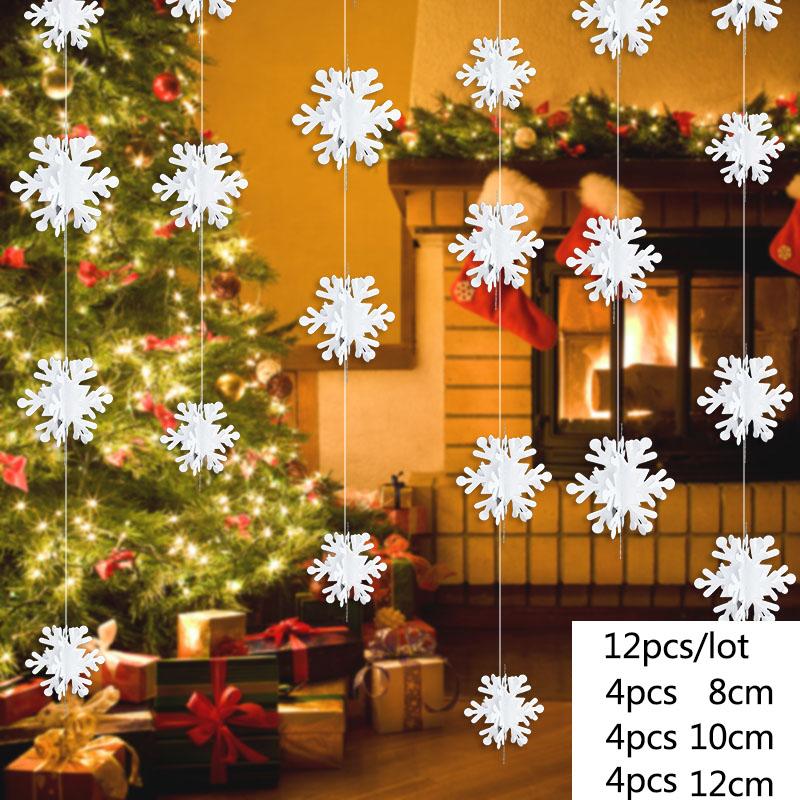 3D Künstliche Schneeflocken Papiergirlande Banner Weihnachtsdekorationen für Zuhause Winter Geburtstagsfeier Falscher Schnee Neujahrsornamente