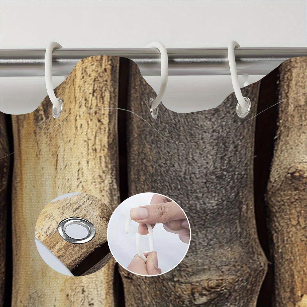 Log Cabin Wood Texture Shower Curtain 3D Printed Bathroom Decor Rustic Home Fashion Design Tren
