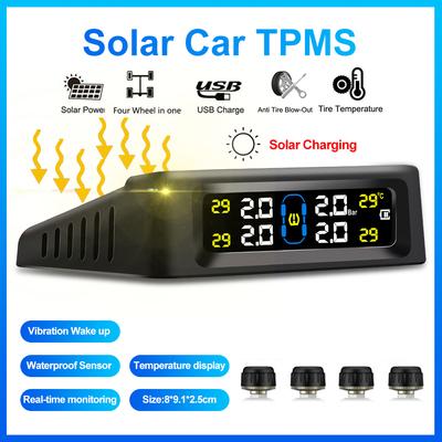 Solarbetriebenes TPMS-Reifendruck-Alarmsystem für Autos, intelligenter automatischer Sicherheitsalarm, digitale Reifendruck-/Temperaturwarnung