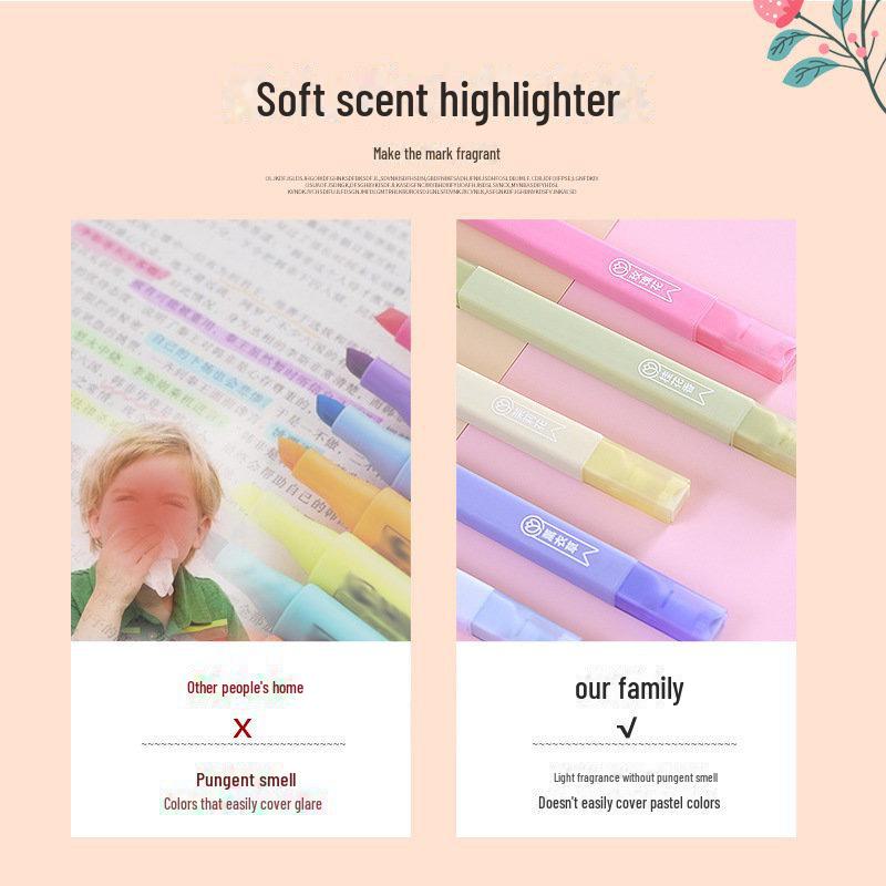 Mehrfarbiges Duftendes Doppelkopf-Textmarker-Set - Ideal für Studenten