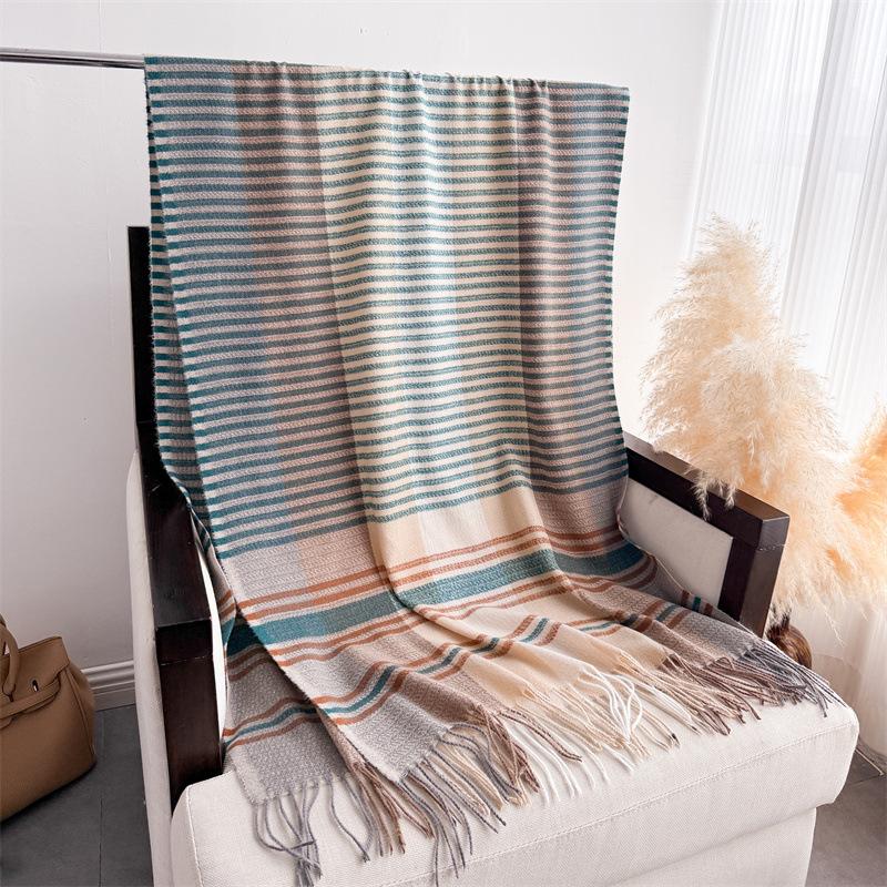 68*206cm Big Size Winter Plaid Cashmere Blanket Women Scarf Design Thick Warm Pashmina Shawl Wraps Tassel Poncho Stoles Echarpe