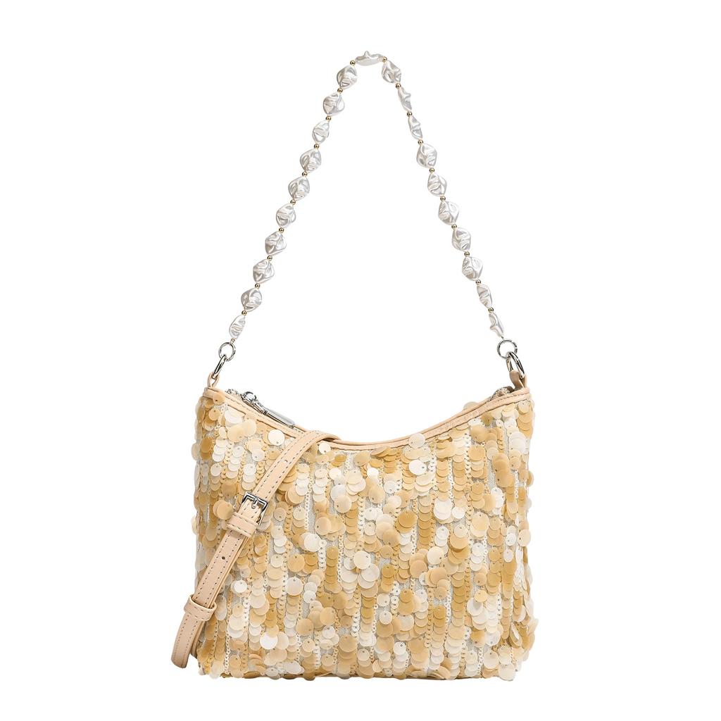 Fashion Sequined Handheld Women's Bag Shoulder Armpit Bag High-end Dinner Chain Small Square Bag