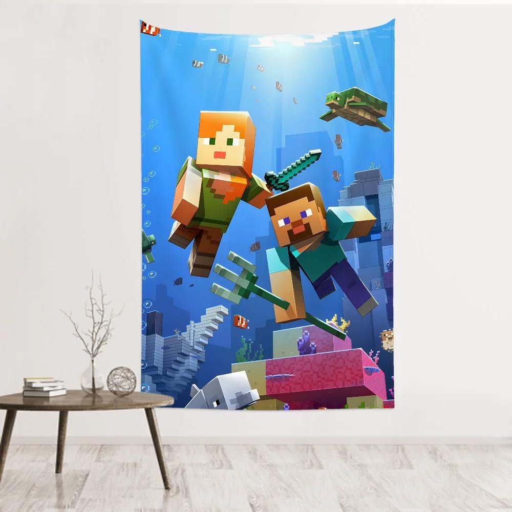 Anime Game HD MMinecraftS Tapestry Room Decor Wall Cloth Party Hanging Background Room Decor Baby Room