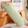 Plush Cat Dinosaur Animal Pillow For Sleep Long Body Cotton Filling Bedside Cushion For Girls And Boys
