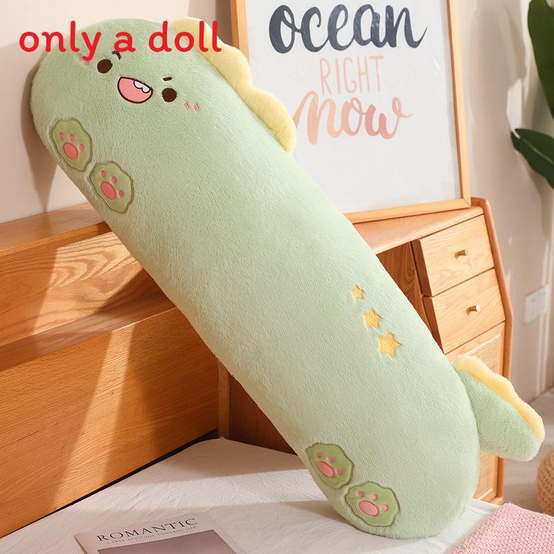 Plush Cat Dinosaur Animal Pillow For Sleep Long Body Cotton Filling Bedside Cushion For Girls And Boys