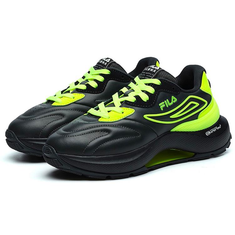 New FILA Flusso Icona Low Top Casual Shoes Women's Black Green F12W213113FUS
