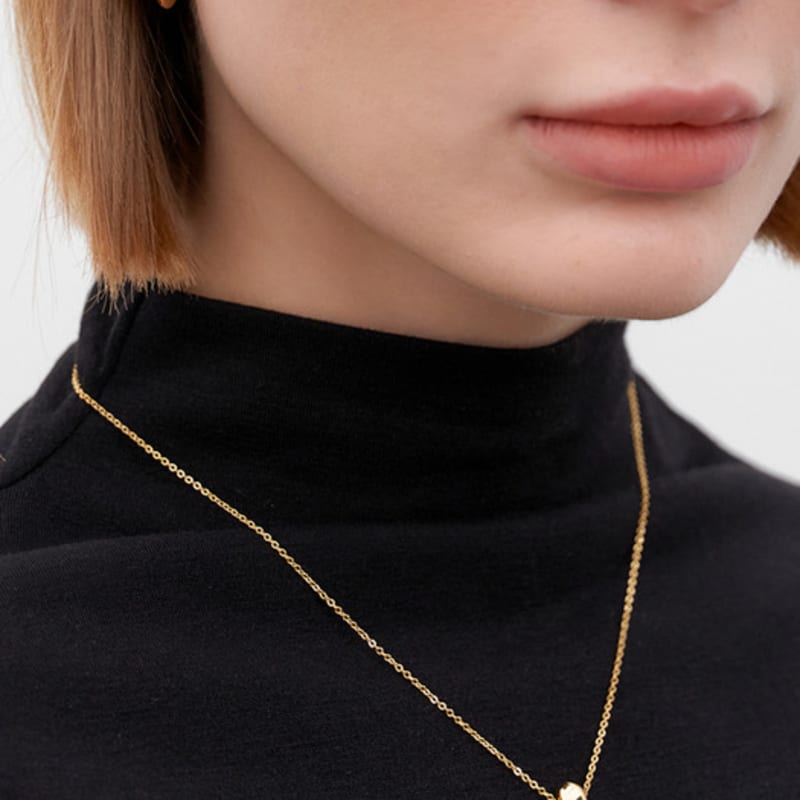 Halden Simple Pebble Pendant Necklace (N025_gold)