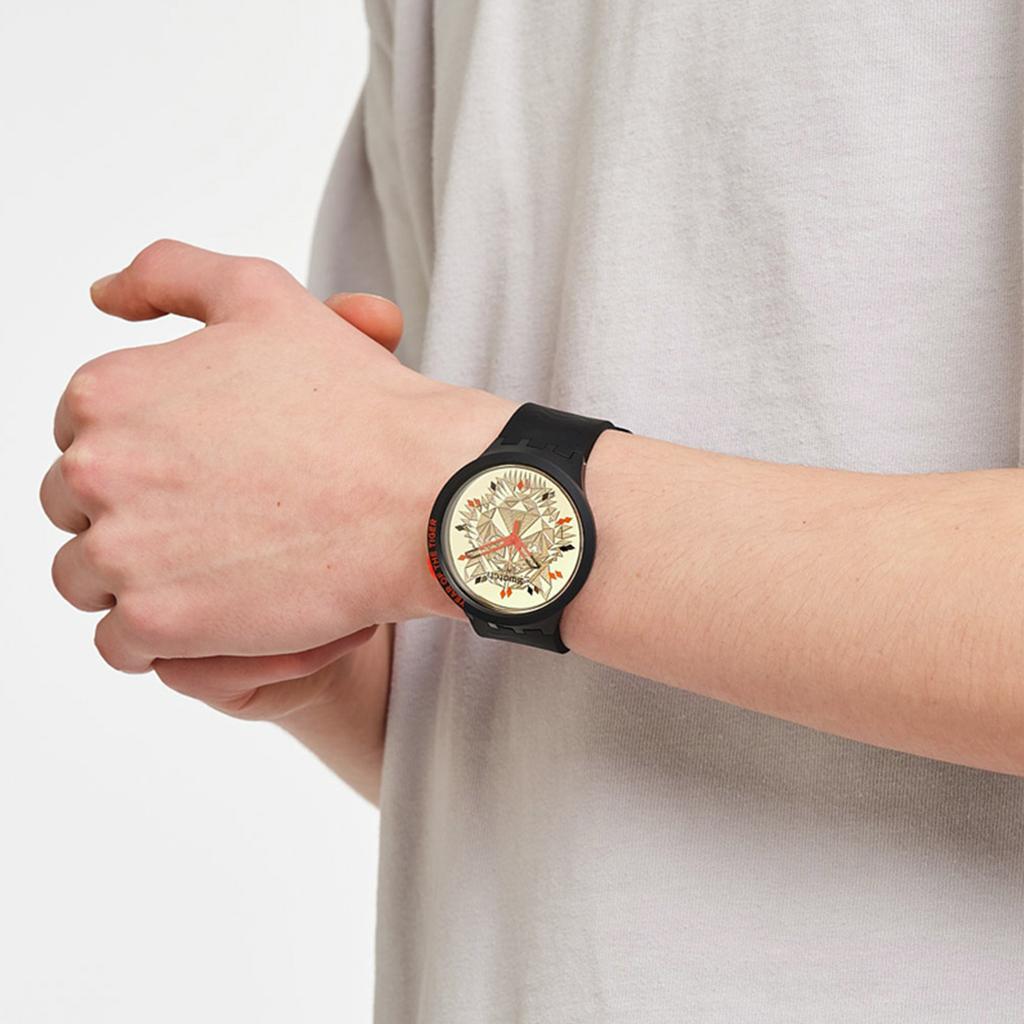 Swatch Quartz Movement National Trend Large Dial Unisex Watches Gold SB03Z102
