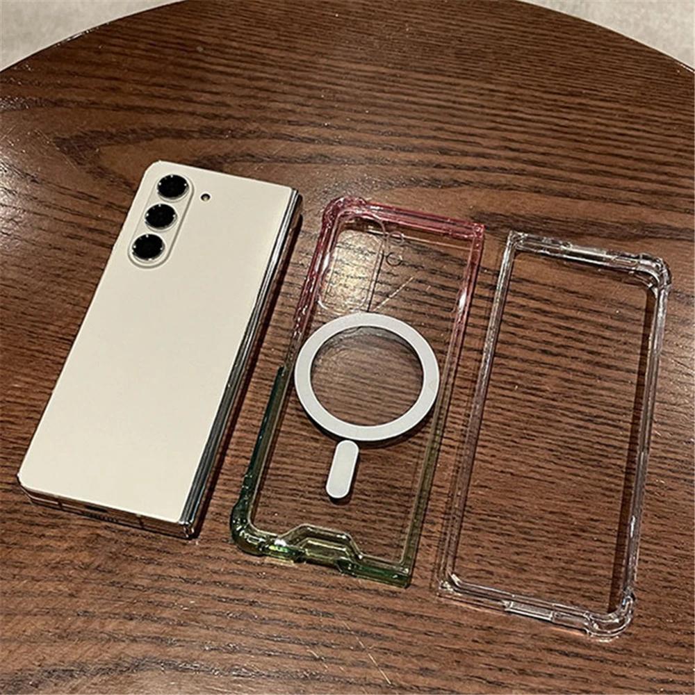 Gradient Candy Color Hyaline Shockproof Case for Samsung Galaxy Z Fold 7 6 5 4 3 5G for Magsafe Wireless Charging Protect Cover