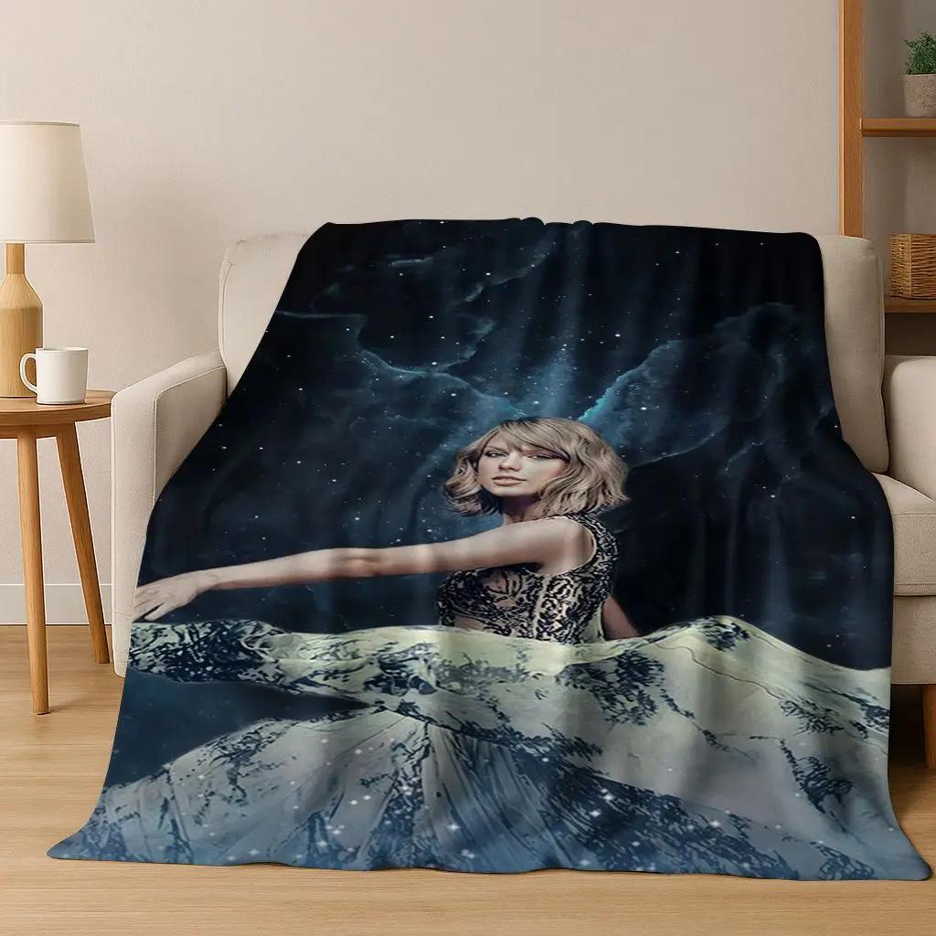 Fashion T-Taylor T-Swizzle Singer Star Flannel Blanket Soft Warm Throw Blanket for Bed Bedroom Living Room Travel Picnic Gift