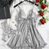 Multi-Color Mesh V-Neck Lace Camisole Lingerie Set