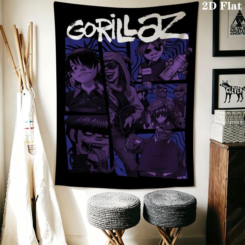 Gorillaz Wall Tapestry Aesthetic Wall Hanging Printed Fabric Blanket Decorative Tapestries for Bedroom Living Room Home Decor
