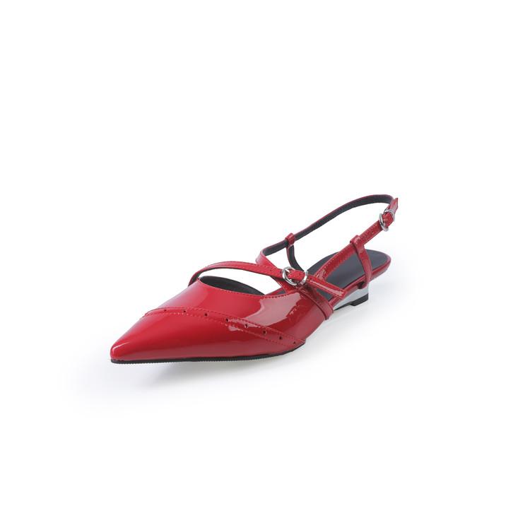 Fashion New Summer Sandals Split Leather Pointed Toe Sandals for Women Low Heels Fashion Retro Sandals Wedges Ladies Shoes Women Black