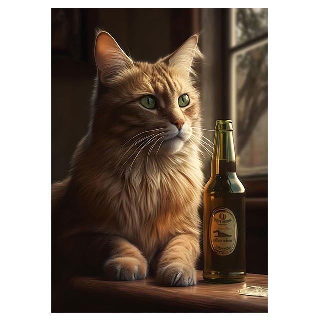 

ИИ Рисунок Милый Пьющий Кот Забавные Принты Постер Холст Картина Современное Настенное Искусство Картина Для Гостиной Спальни Украшение Дома 21x30cm No Framed