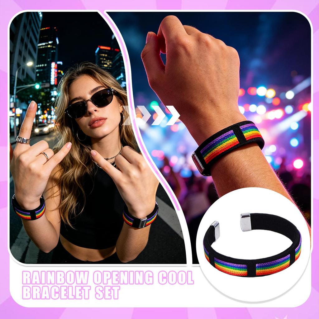 2pcs Adjustable Open Cuff Bracelets Unisex Fabric Band Metal Tips Durable Lightweight Wristbands for Everyday Wear