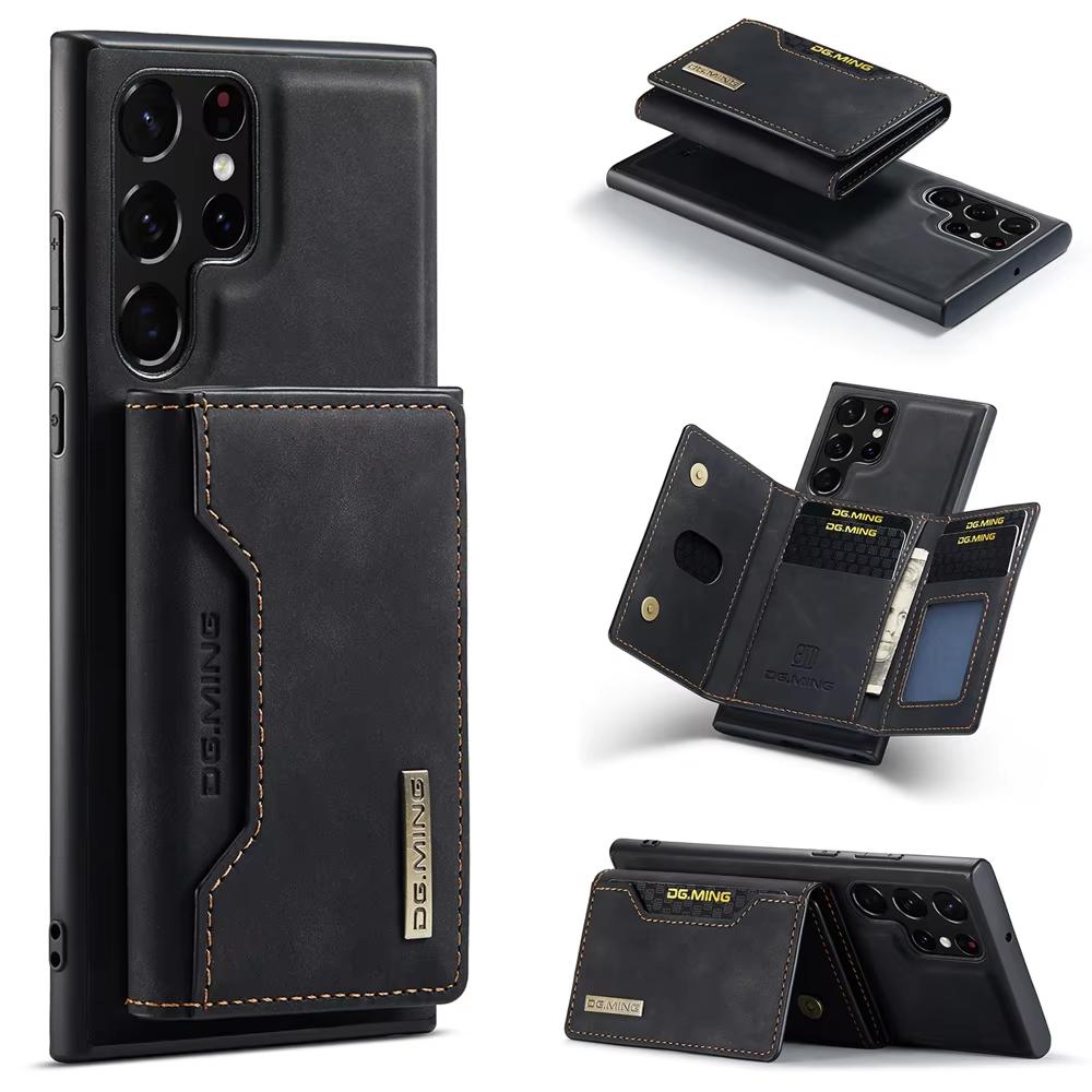 Detachable Leather Magnetic Card Pocket Phone Case for S22 S23 S24 Plus Ultra, Luxury Wallet Case for Samsung S22 Ultra