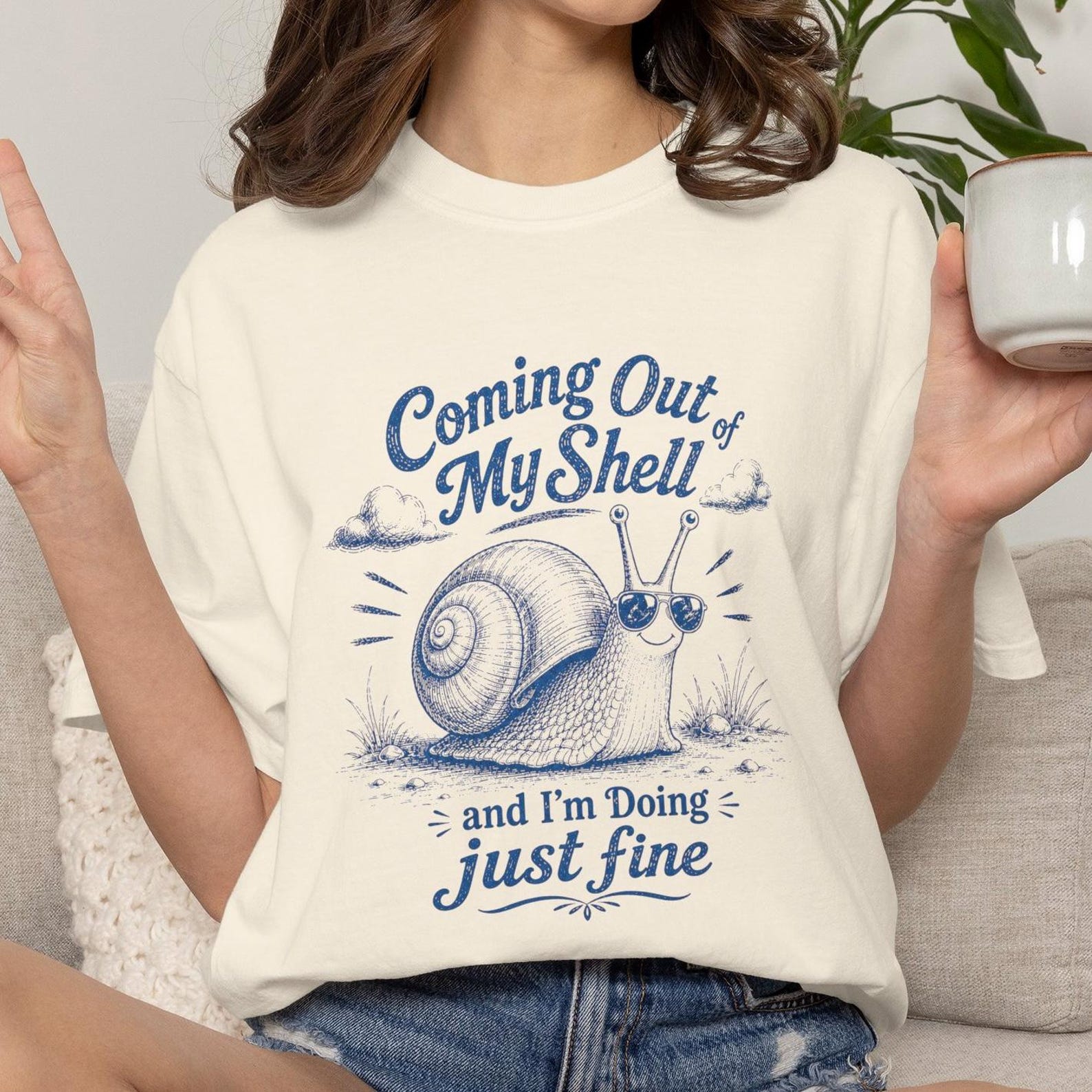 Coming Out of My Shell Introvert Humor Tee, Funny Snail Tshirt, Sarcastic Anxiety Shirt, Kawaii Snail T-Shirt, Animal Meme Top S