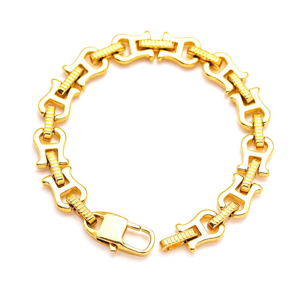 Personalized And Creative Retro Trend Stainless Steel Men'S Bracelet U-Shaped Hip-Hop Titanium-Plated Steel Bracelet