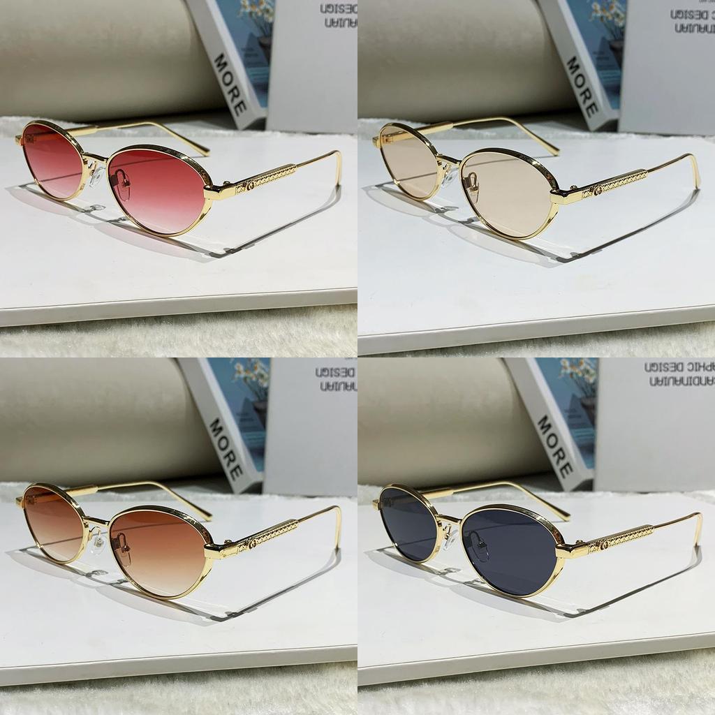 Euro Metal Oval Sunglasses With Uv400 Protection For Fashionable Summer Outings