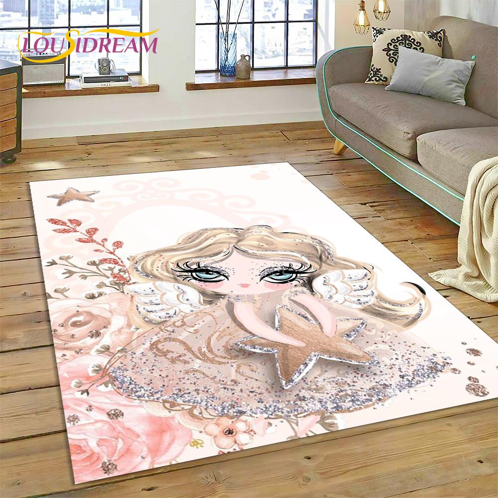 Cute Dream Ballet Girl Ballerina Fairy Cartoon Rug Carpet for Living Room Bedroom Decor,Non-slip Decoration for Sofa Doormat Kid