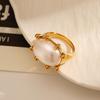 Women's Retro French 18K Gold Plated Stainless Steel & Titanium Ring - Durable, Waterproof, Colorfast