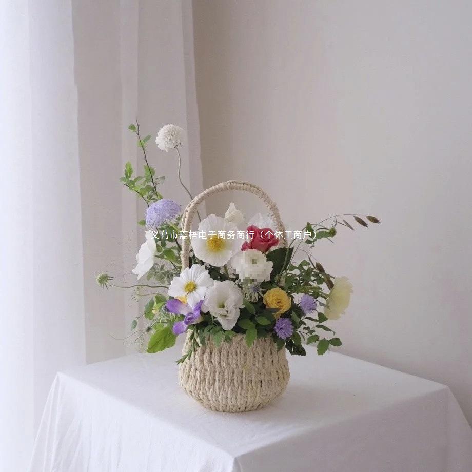 9ZRT Torebka ze sznurka papierowego w stylu pastoralnym – Koszyk na kwiaty – Idealna do aranżacji kwiatowych i prezentów na Dzień Bogini.