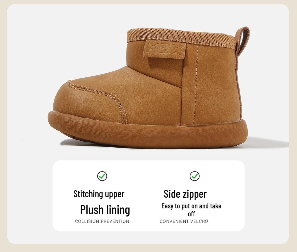 Autumn/Winter Baby Walker Shoes: Thick, Comfy, Cotton-Padded, Versatile, Solid Colors, Fashionable & Ideal for Outdoor Use.