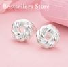 925 Sterling Silver Luxury Exquisite Twisted Stud Earrings for Women Fashion Gifts Jewelry Wedding Party Accessories