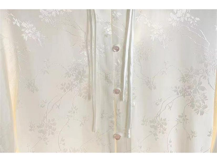 Women's 2024 National Style Jacquard Top: Spring/Autumn Stand Collar High-End Shirt