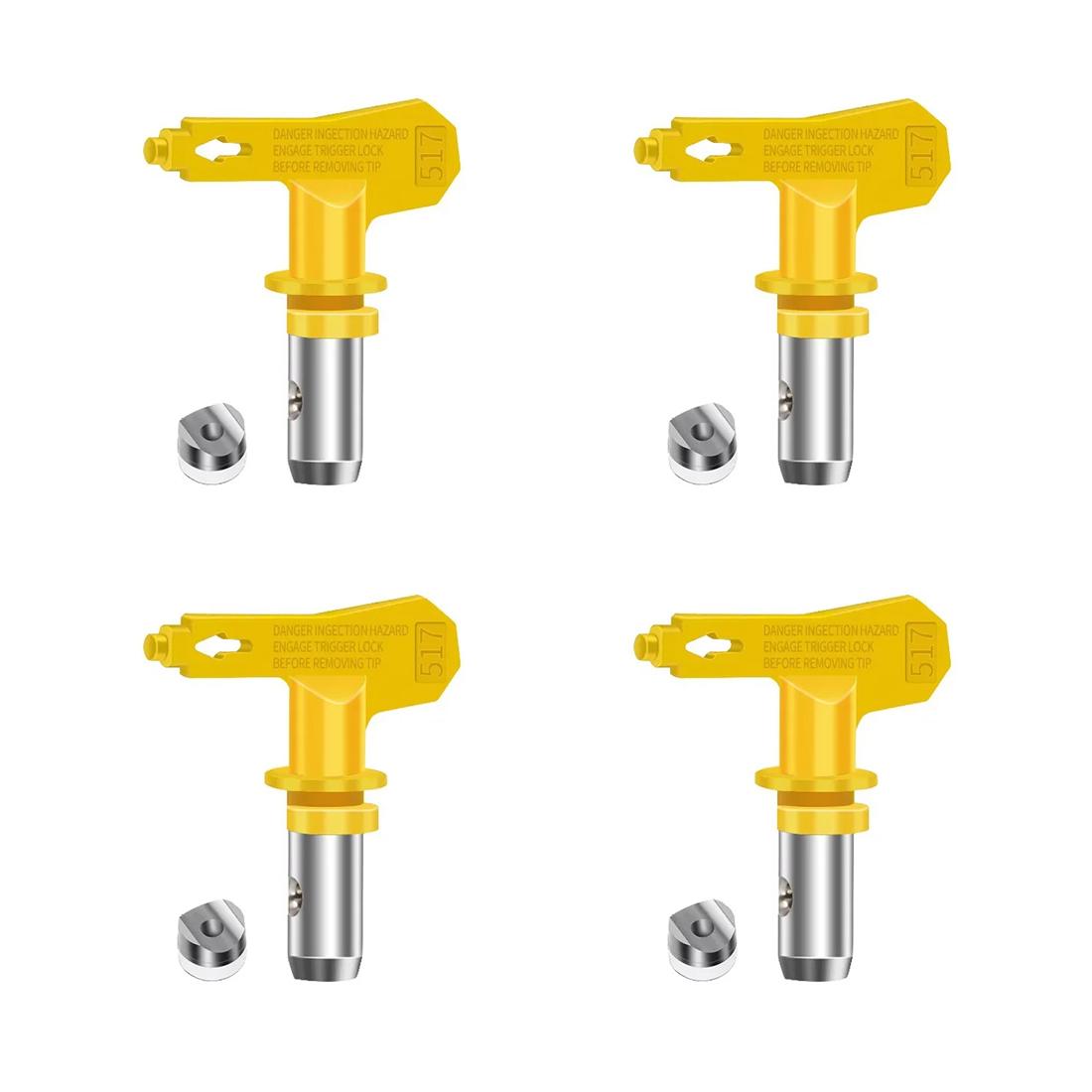 

4pcs Durable Spray Tips Reversible Tip Airless Spray Nozzles Yellow For Airless Paint Spray Sprayer - 517