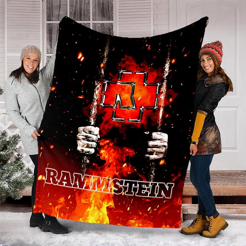 1pc Rammstein2 Theme Blanket - Digital Print, Polyester, Cozy for All Seasons, Perfect for Outdoor, Camping, and Travel