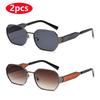 Protective Glasses 2pcs Vintage Women Polygon Sunglasses Female Metal Frame Design Casual Sun Glasses Female Male Eyewear UV400