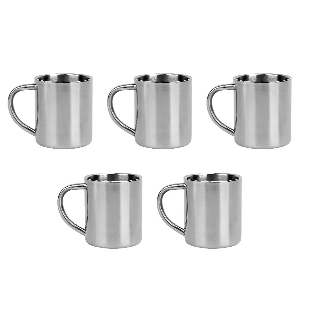 1-5PCS 220ML Stainless Steel Coffee Cup Double Wall Mug Anti-Heat Aniti-Scalding Cup Outdoor Travel Metal Drinking Cup