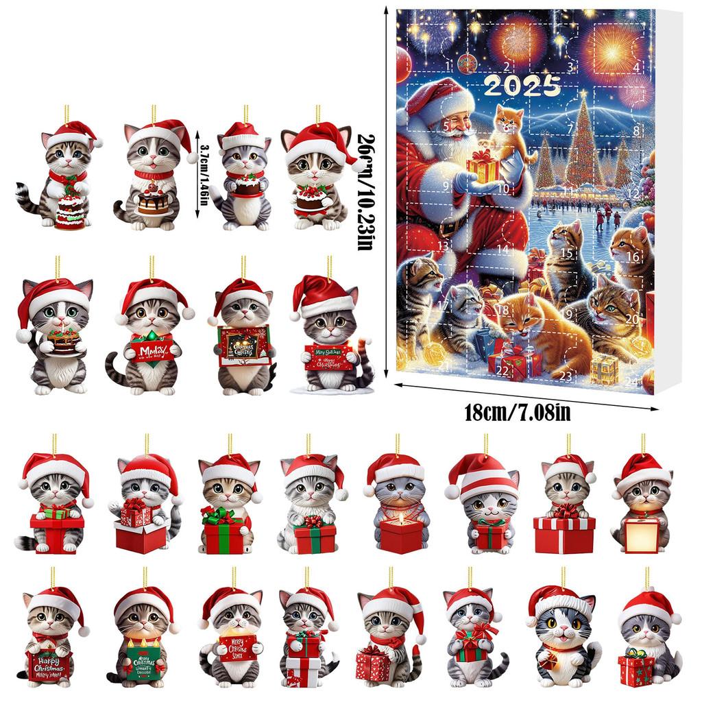 

Christmas Blind Box Series Cat Themed Acrylic Tree Ornaments For Seasonal Decor Style A
