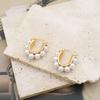 Niche Design High-End U-Shaped Pearl Ear Buckle Women'S Fashion Versatile Titanium Steel Embedded Pearl Earrings Jewelry