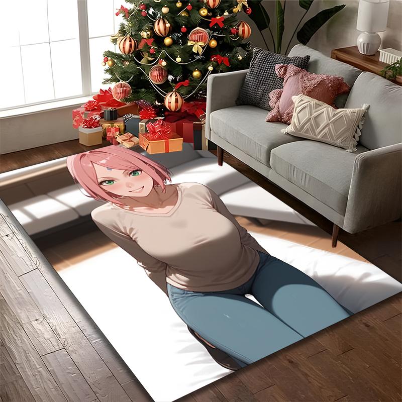 Naruto Rug Ideal for Reading Room, Multi-purpose Office Chair Sofa Carpet, Anti-slip Printed Home Area Rug