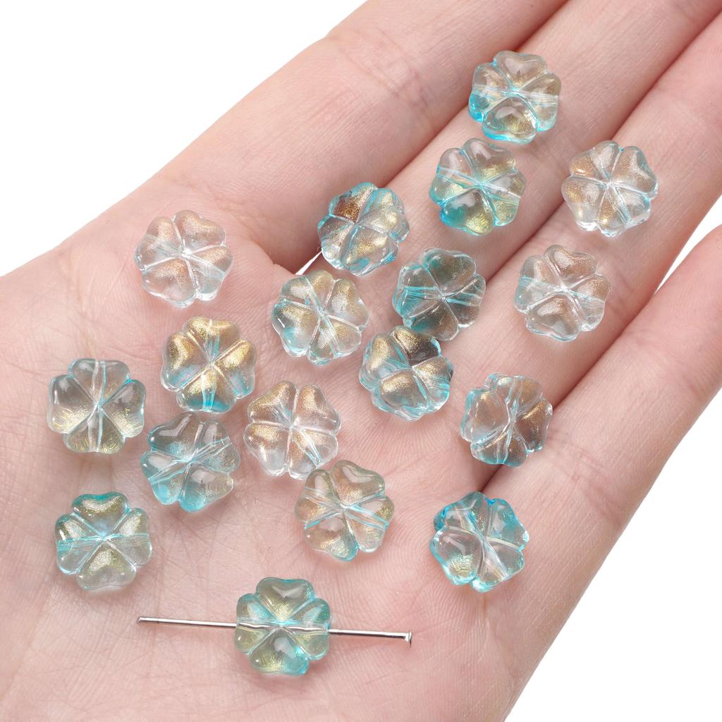 20 adet/torba 10mm cam çiçek boncuk Charm ara parça boncuk küpe kolye DIY takı yapımı