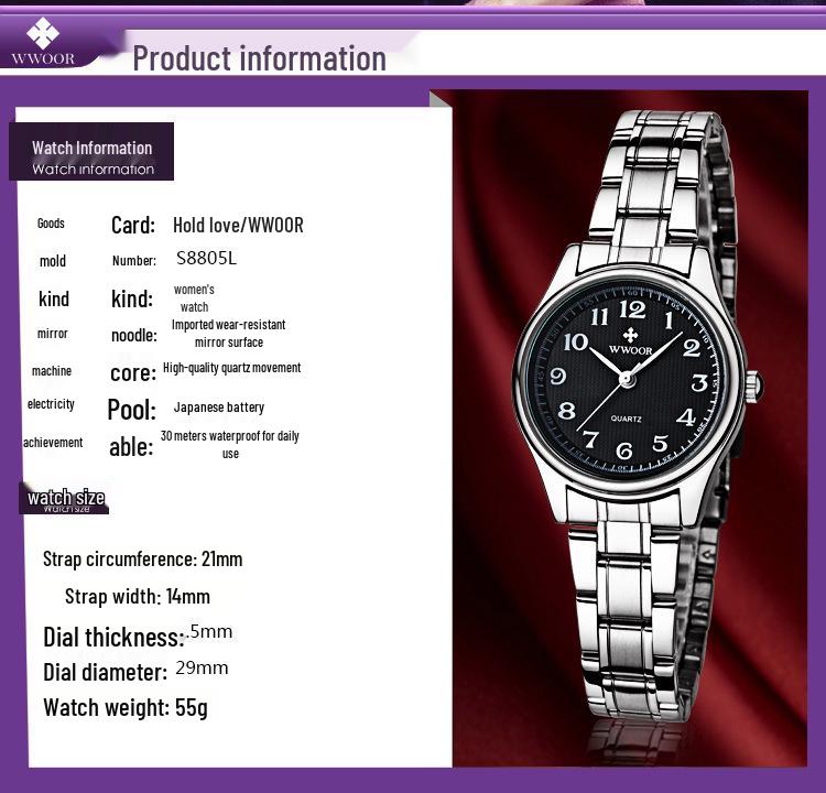 Genuine Brand Retro Women's Love Watch with Large Number Steel Band
