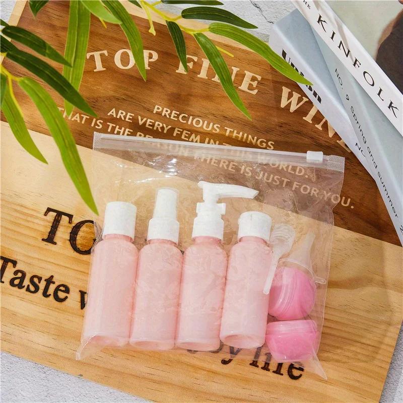 

9pcs Refillable Travel Dispenser Set, Reusable Containers for Toiletries, Shampoo, Conditioner, Liquid, Lotion, Soap and Wash рожевий