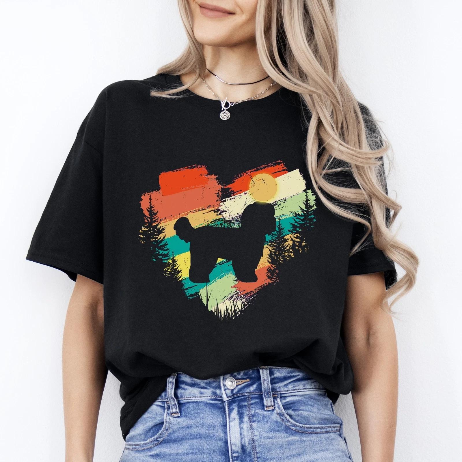 Heart retro poodle T-Shirt gift Poodle Dog mama Unisex Tee Black Navy Dark Heath S
